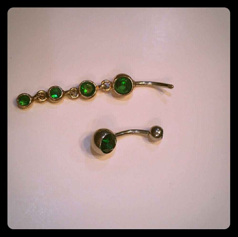 Green Navel Ring Set (2)